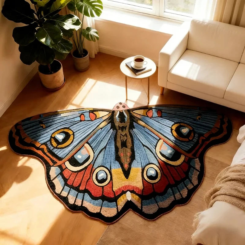 Butterfly-Shaped Plush Rug with Non-Slip Backing