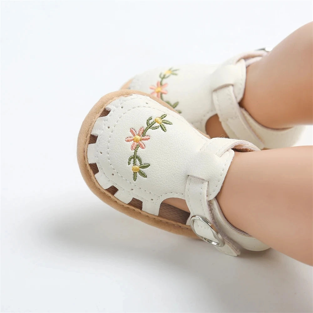 Embroidered Floral Baby Girl Sandals – Soft Sole, Lightweight & Breathable