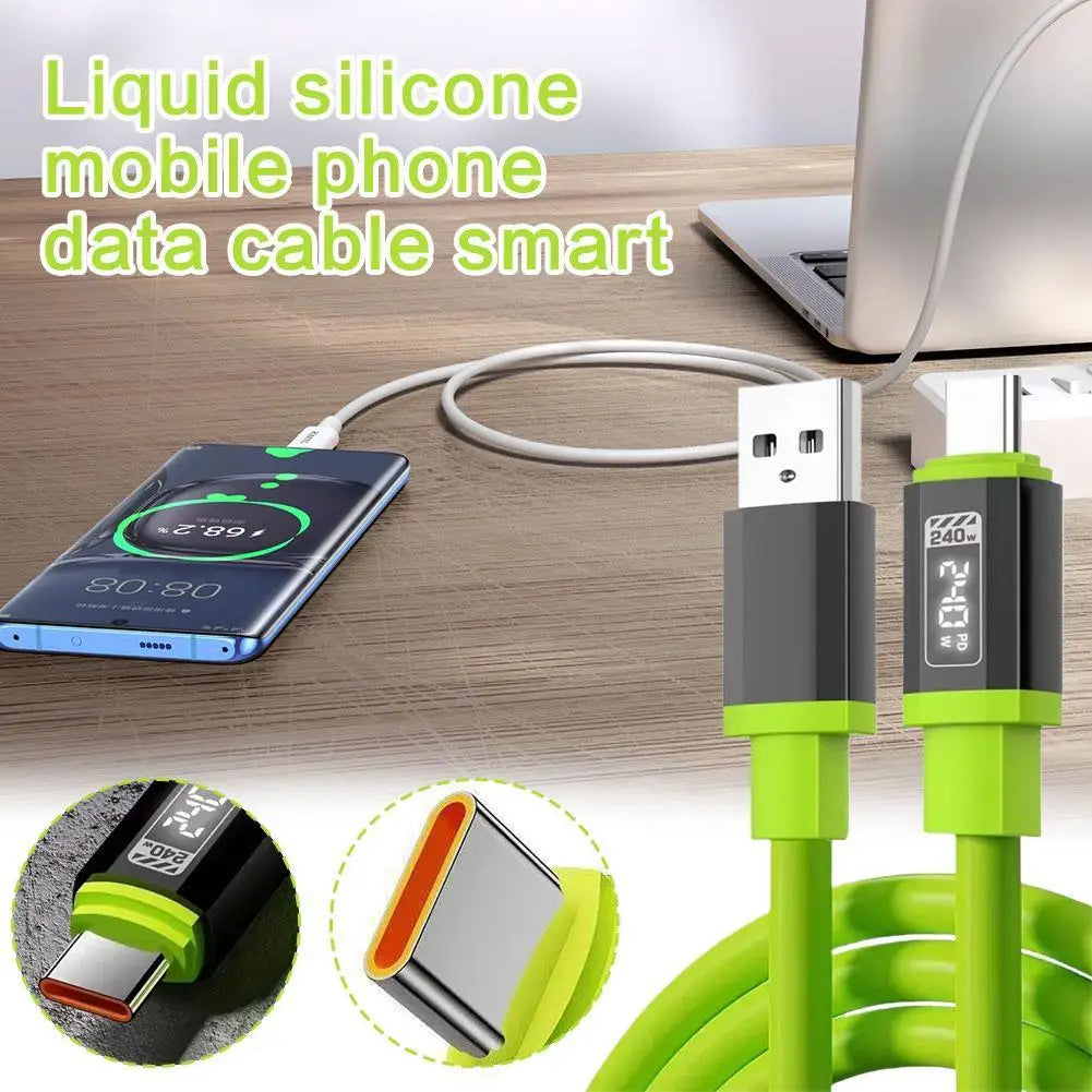 240W High-Speed USB-C Fast Charging Cable with Silicone Body
