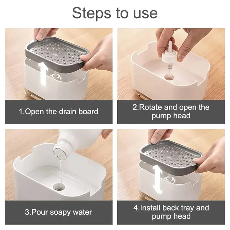 2-in-1 Dish Soap Dispenser with Sponge Holder