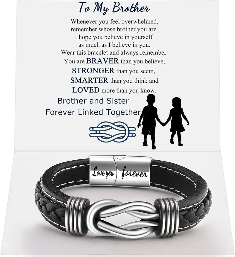 Infinity Knot Leather Bracelet for Men
