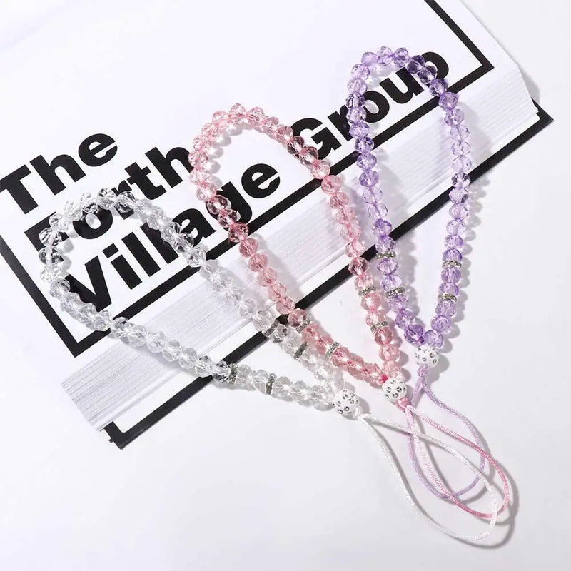 Crystal Bead Phone Lanyard with Wrist Strap