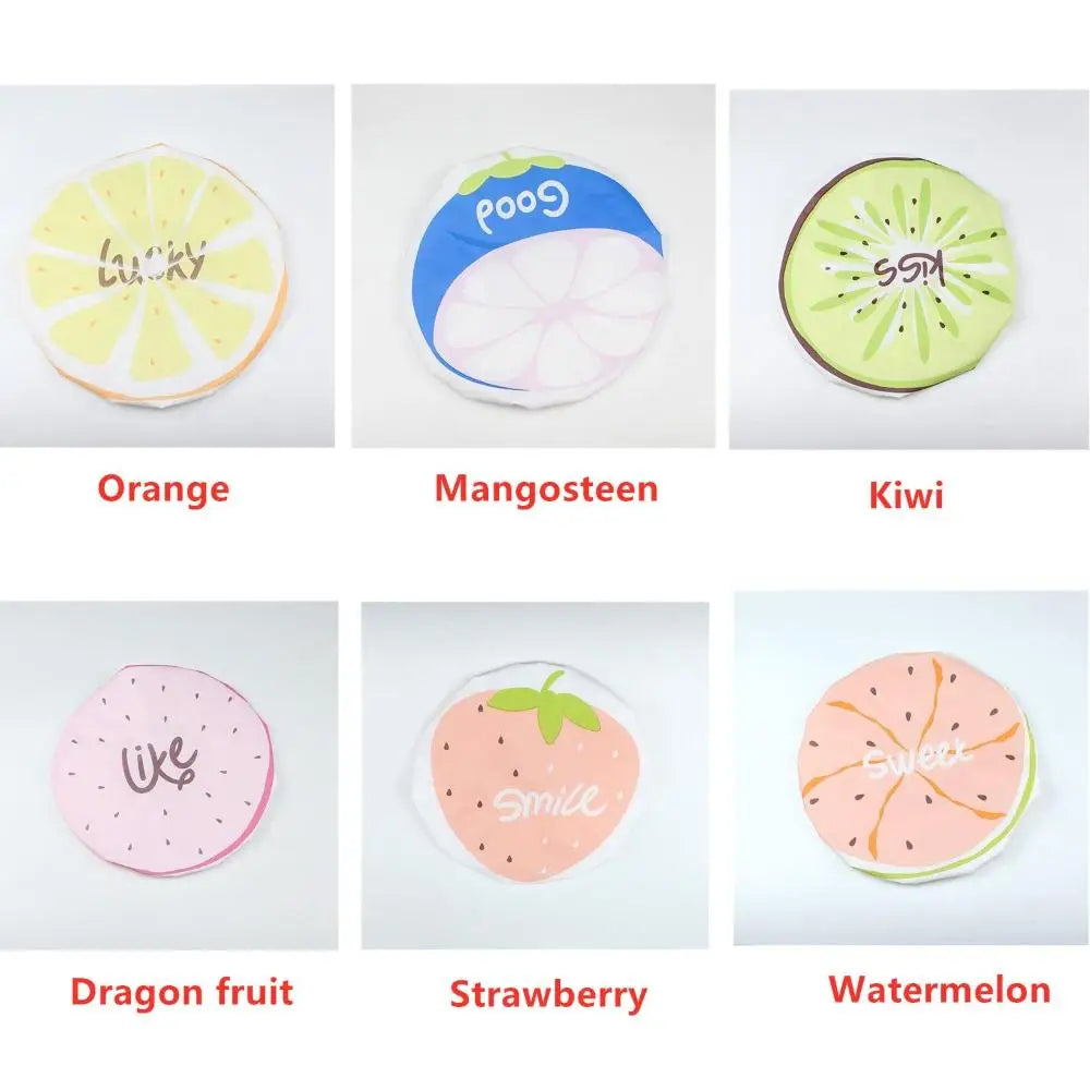 A collection of fruit-themed designs including orange, mango, kiwi, goose, dragon fruit, strawberry, and watermelon