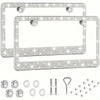 Crystal Rhinestone License Plate Frame with Screw Caps