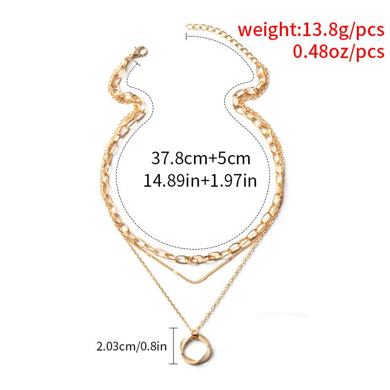 Layered Crystal Heart & Star Pendant Necklace