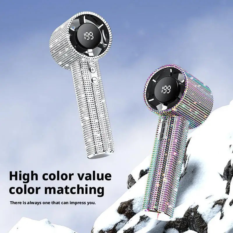Portable Rechargeable Handheld Fan with Digital Display