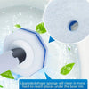 A white sponge cleaning wand is shown under a bowl rim, demonstrating its use for cleaning hard-to-reach places.