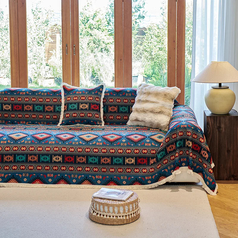 Boho Retro Cotton-Linen Sofa Cover