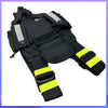 Black chest harness pouch with yellow accents for hands-free use of walkie-talkies and radios