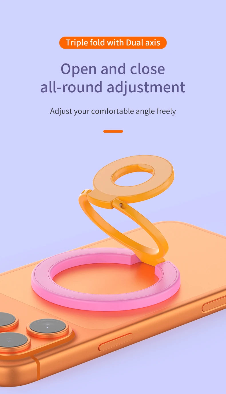 Double-Sided Magnetic Phone Ring Holder with Kickstand