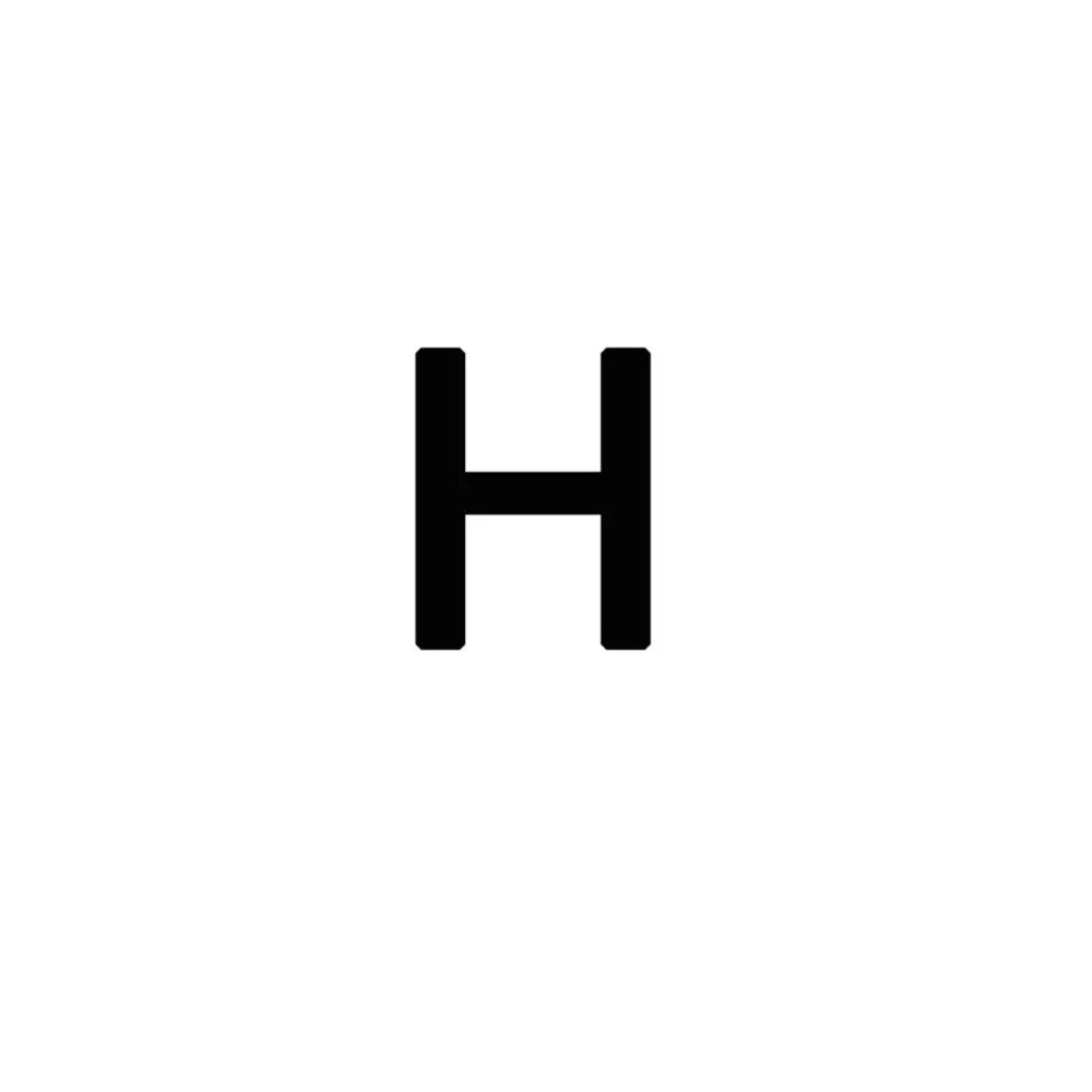 A black capital letter H on a white background.