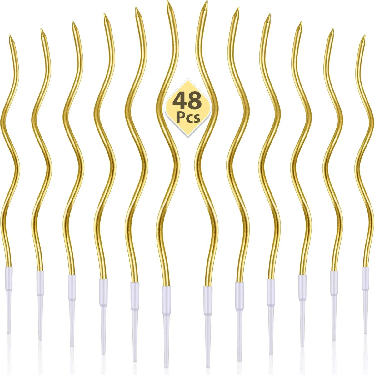Spiral Birthday Cake Candles, Set of 6 Long Thin Decorative Candles for Cakes and Desserts
