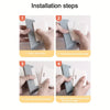 Installation steps showing how to press the buckle, pull out the old brush head, and insert the new brush head.