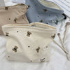 Corduroy Bear Print Makeup Bag – Large Capacity Cosmetic Organizer