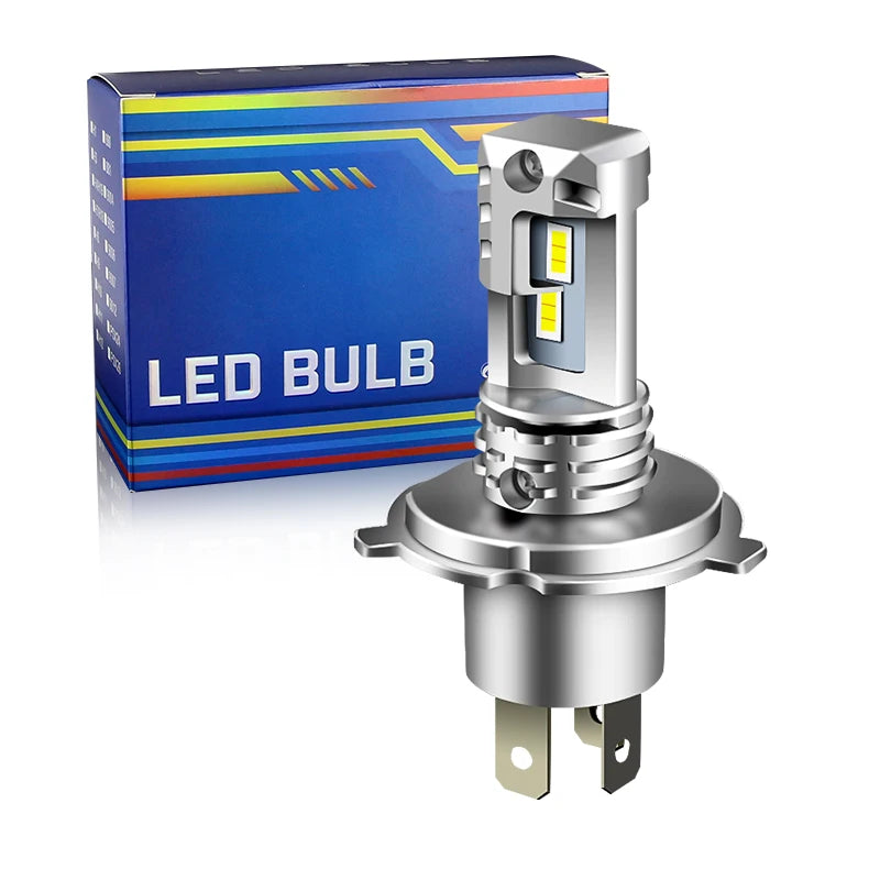 A packaged H4 LED bulb and its base are shown, used for Chevrolet Cruze headlights.