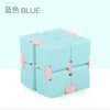 A light blue infinity magic cube fidget toy with pink accents.