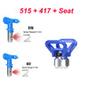 Set of three paint spray nozzles including 515, 417, and a seat for various paint applications.