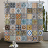 Mandala Boho Shower Curtain with Floral Print