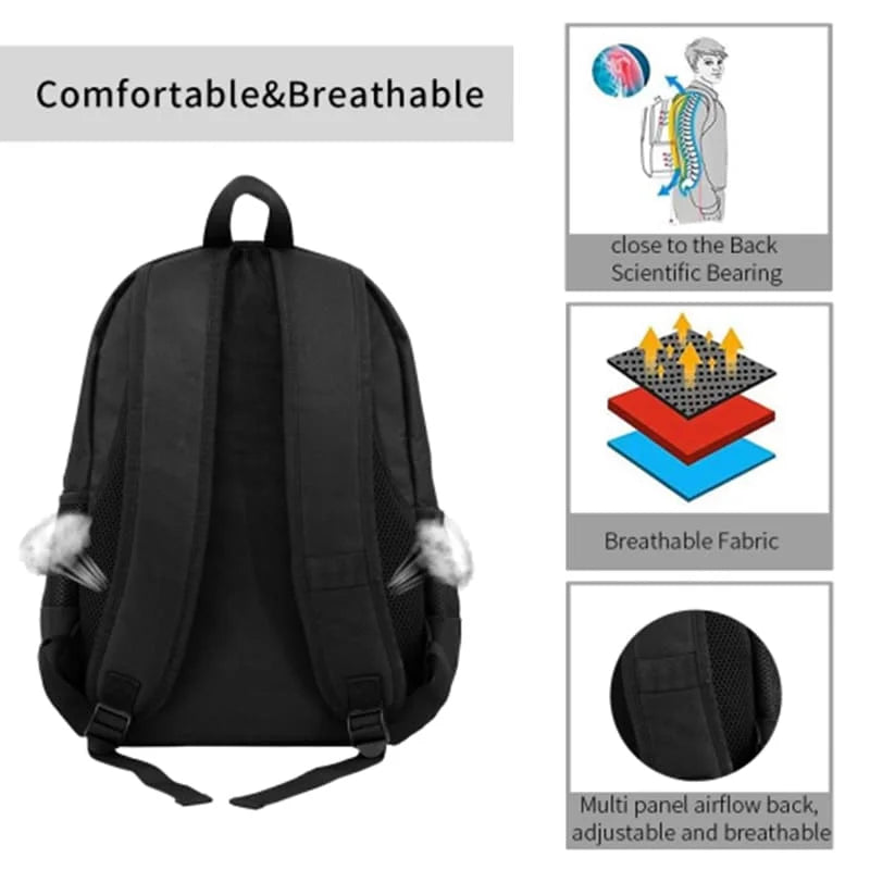 Black backpack for kids gaming console with breathable fabric and scientific bearing features