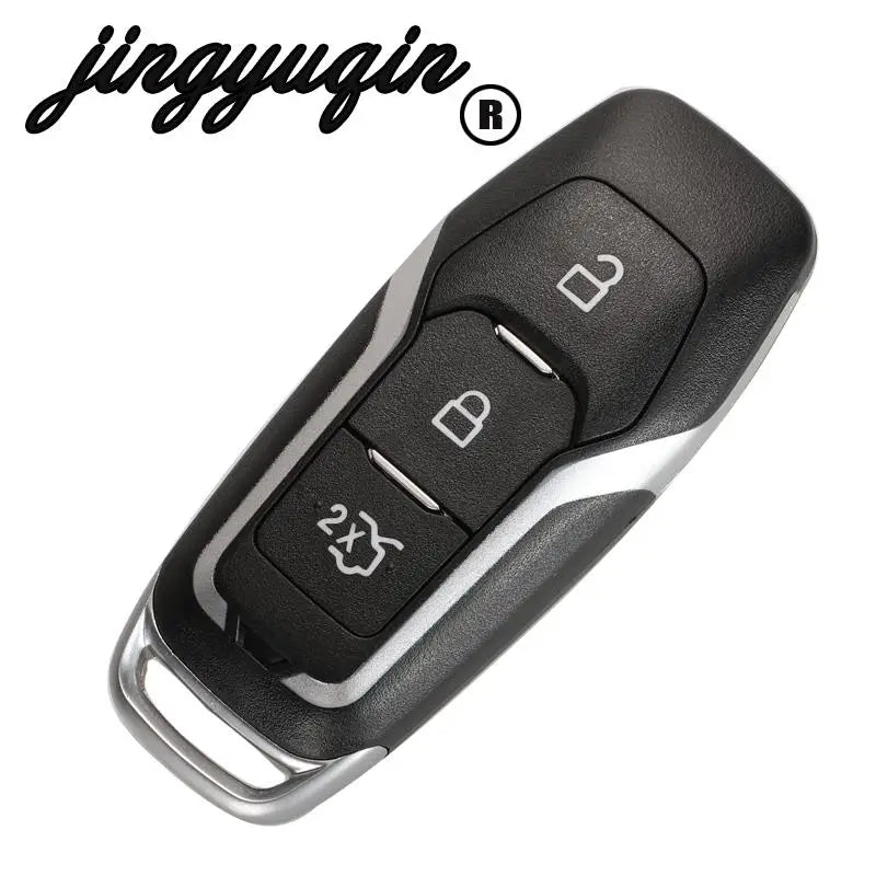 A black Ford smart key replacement shell with a release mechanism and blade slot.
