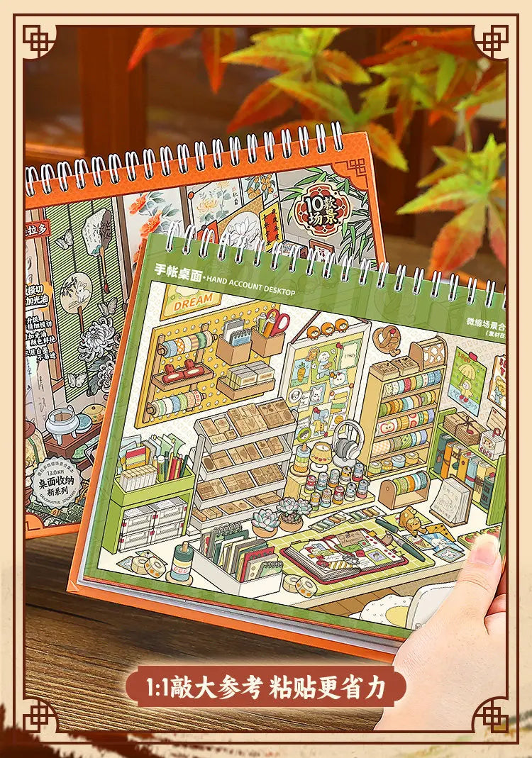 10-in-1 3D Cartoon Desktop Organizer Sticker Pack for Scrapbooking and DIY