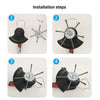 Four steps showing the installation of a steel wire trimmer brush head for weed and moss removal.
