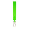 Bright green nylon wristlet keychain strap with a metal clip.