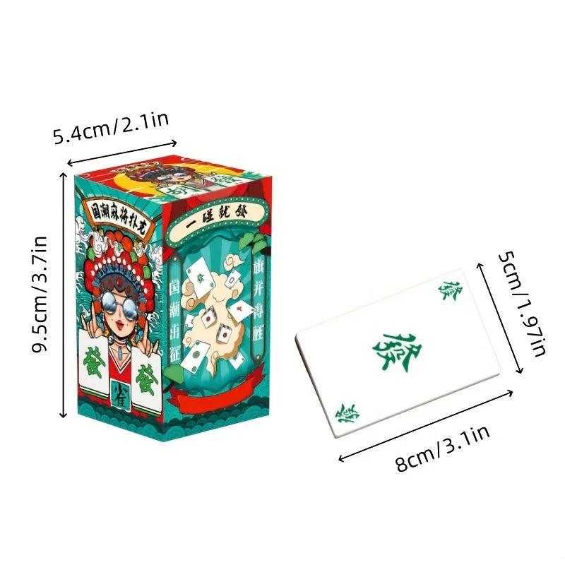 Portable Mahjong Card Set with Dice for Travel and Parties