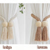 Handwoven Boho Curtain Tiebacks with Wooden Beads