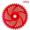 One piece red 36-tooth carbide tipped brush cutter blade for heavy-duty trimming