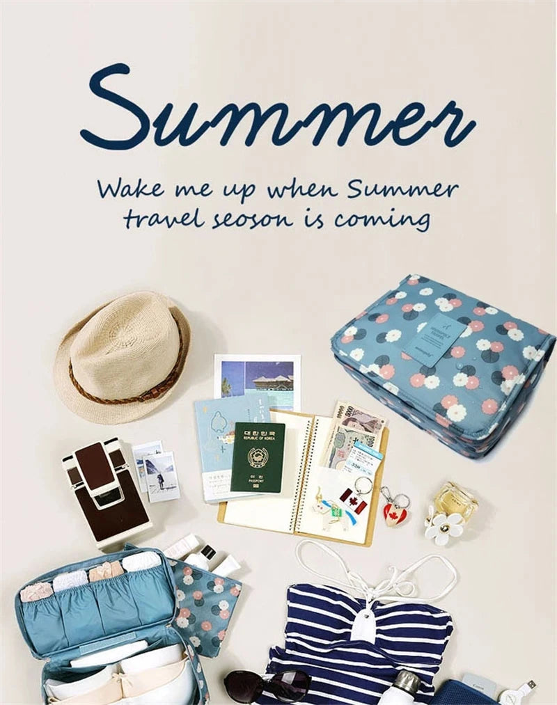 Floral Print Waterproof Hanging Travel Toiletry Bag