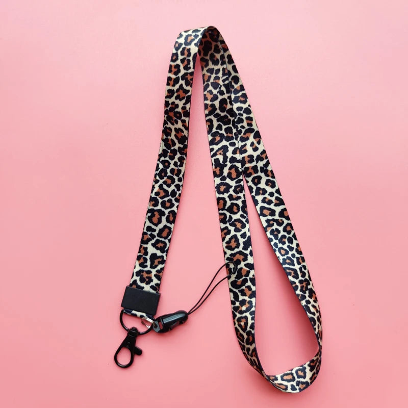 Leopard Print ID Card Holder with Detachable Lanyard