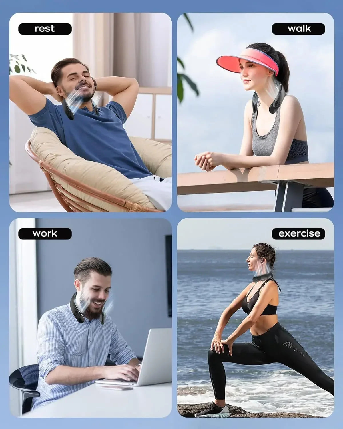 Portable Bladeless Neck Fan with 4000mAh Battery & LED Display