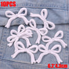 Ten white embroidered bow iron-on patches for DIY clothing decoration