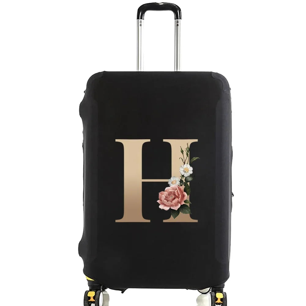 Elastic Luggage Cover with Gold Letter Design