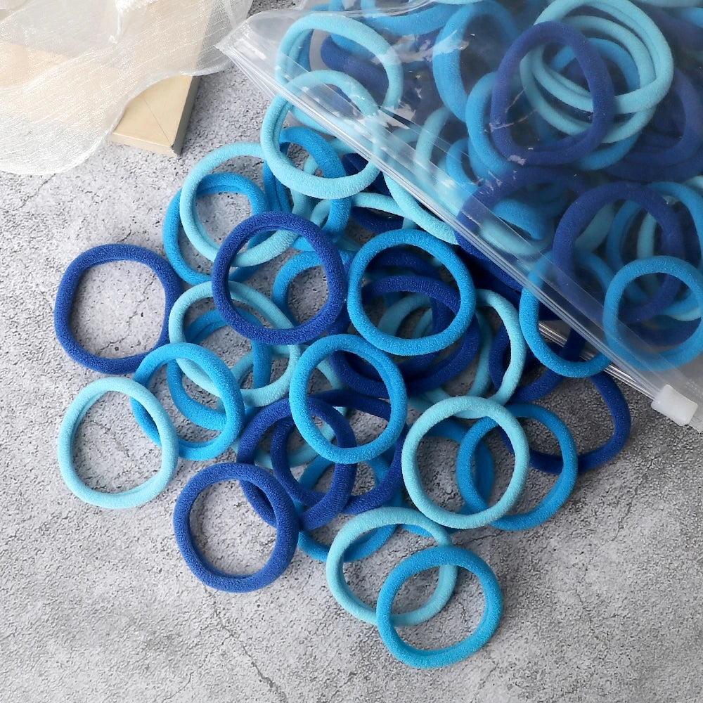 50-Pack Solid Color Elastic Hair Ties for Women & Girls