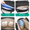 Highly-organized Carryall bag showing file layers, private layer, interior slip pockets, and a slot for a 40oz water bottle.