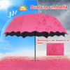 Pink dual-use umbrella blooming in the presence of water under sunlight
