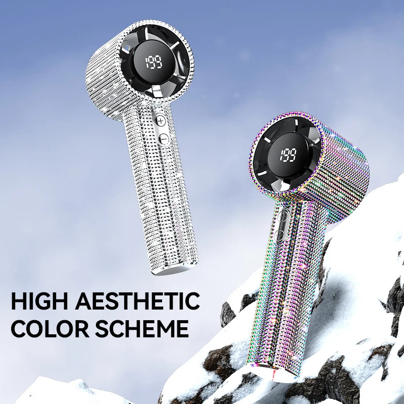 Glittering Diamond Portable Rechargeable Fan