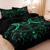 Gothic Triple Moon Starry Duvet Cover Set – Purple Botanical Mandala Bedding