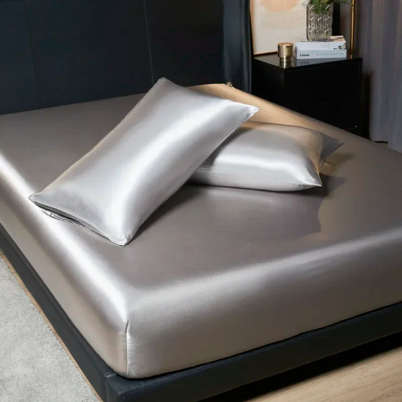 Luxury Satin Fitted Sheet Set with Pillowcases