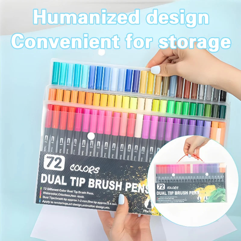 Dual Tip Watercolor Art Markers - 12 Color Set