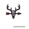 3D embroidered hunting patch featuring a deer skull and antlers, designed as an iron-on badge.