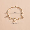 Vintage Layered Stone Anklet with Geometric Pendant