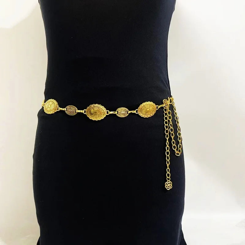Vintage Gold Sunflower Waist Chain