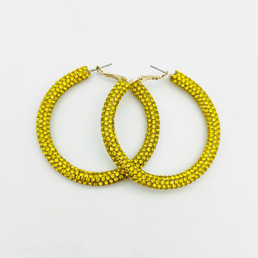 Rainbow Crystal Hoop Earrings