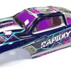 A purple and silver high-speed RC car receiver parts kit with detailed body graphics.