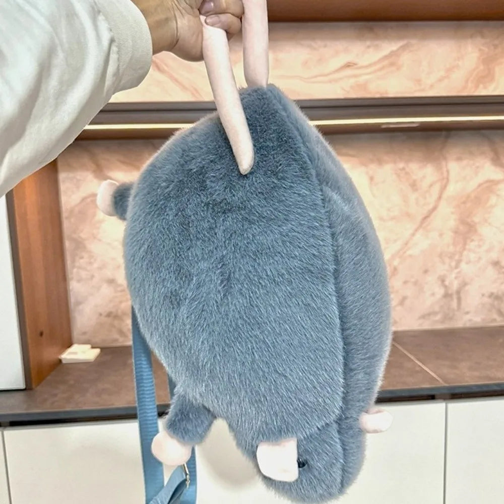 Cute Plush Mouse Backpack with Flower Design