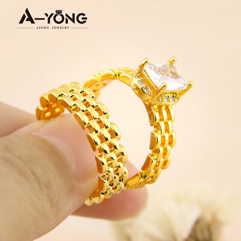 Elegant Gold-Plated Zirconia Stackable Rings