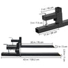 Black heavy duty clamp-on pallet forks measuring 43 inches long with various dimensions shown.